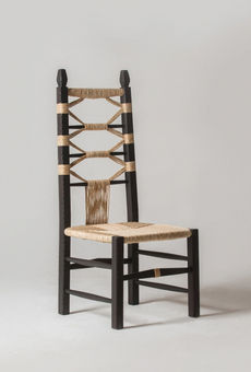 Handmade decorative Nannai chair, design by Chiara Andreatti and Pierpaolo Mandis, contemporary Sardinian craft